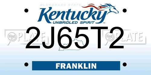 2J65T2 Kentucky License Plate