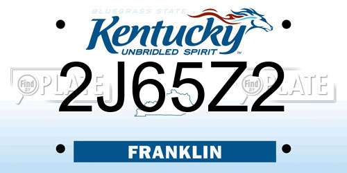 2J65Z2 Kentucky License Plate