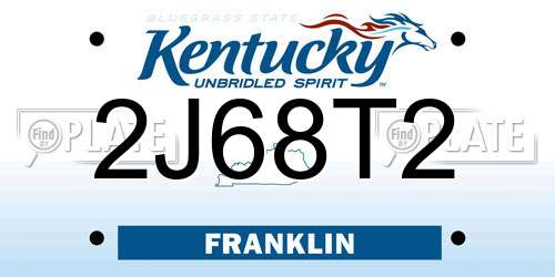 2J68T2 Kentucky License Plate