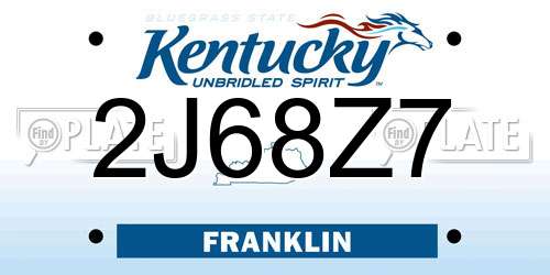 2J68Z7 Kentucky License Plate