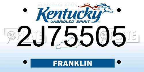 2J75505 Kentucky License Plate