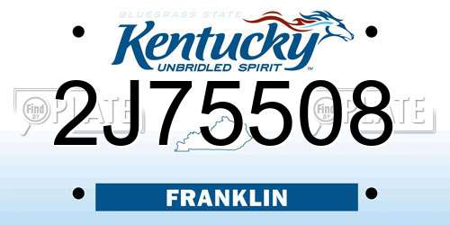 2J75508 Kentucky License Plate