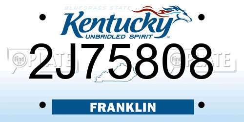 2J75808 Kentucky License Plate