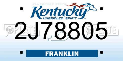 2J78805 Kentucky License Plate