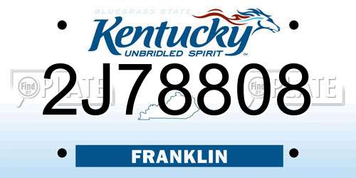 2J78808 Kentucky License Plate