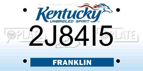 2J84I5 Kentucky License Plate