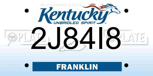 2J84I8 Kentucky License Plate