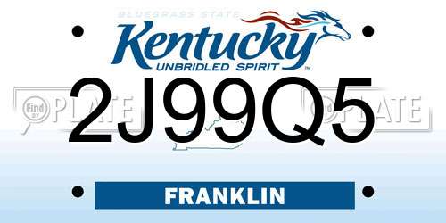 2J99Q5 Kentucky License Plate