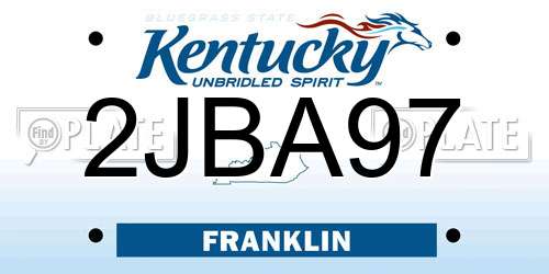 2JBA97 Kentucky License Plate