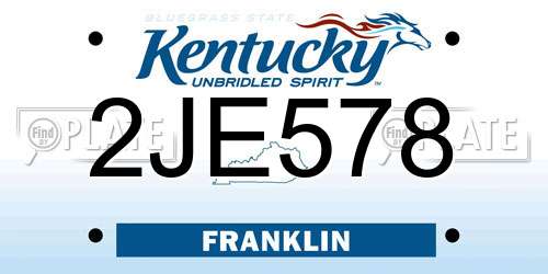 2JE578 Kentucky License Plate