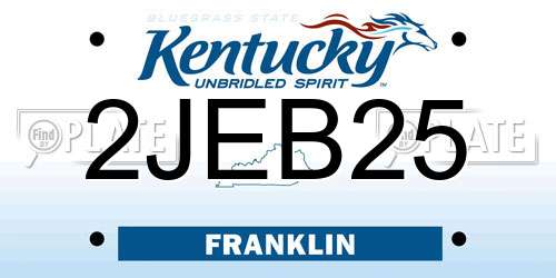 2JEB25 Kentucky License Plate
