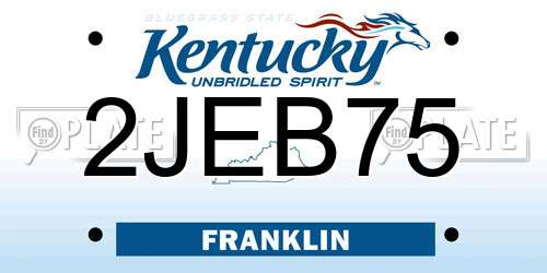 2JEB75 Kentucky License Plate