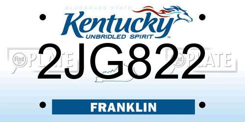 2JG822 Kentucky License Plate