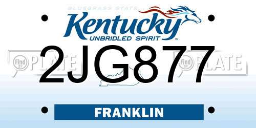 2JG877 Kentucky License Plate
