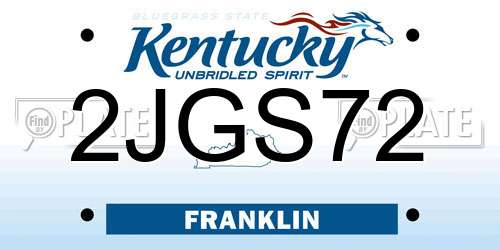 2JGS72 Kentucky License Plate
