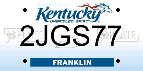 2JGS77 Kentucky License Plate