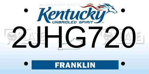 2JHG720 Kentucky License Plate