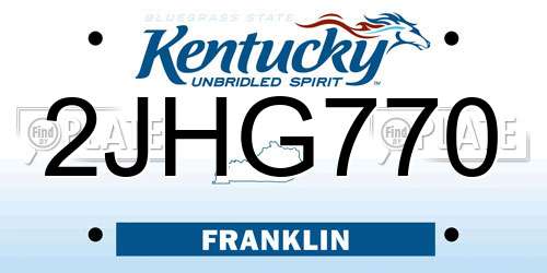 2JHG770 Kentucky License Plate