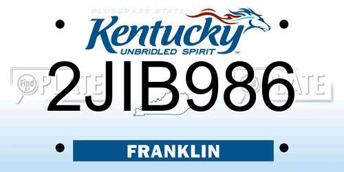 2JIB986 Kentucky License Plate