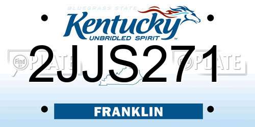 2JJS271 Kentucky License Plate