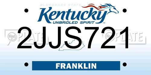 2JJS721 Kentucky License Plate