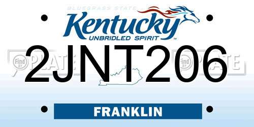2JNT206 Kentucky License Plate