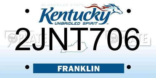 2JNT706 Kentucky License Plate