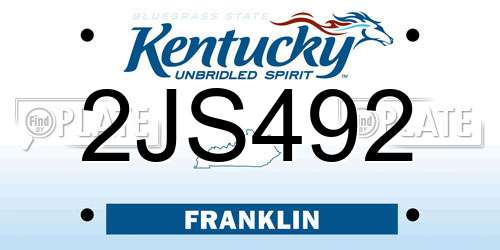 2JS492 Kentucky License Plate