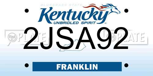 2JSA92 Kentucky License Plate
