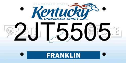 2JT5505 Kentucky License Plate