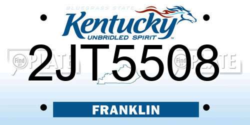 2JT5508 Kentucky License Plate