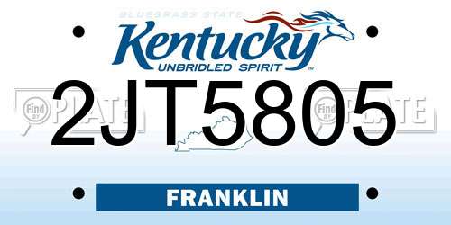 2JT5805 Kentucky License Plate