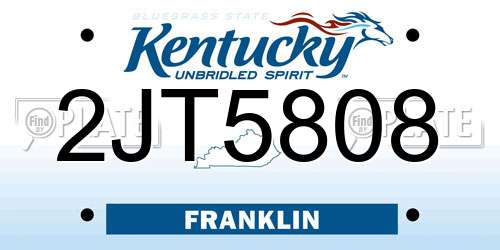 2JT5808 Kentucky License Plate