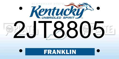2JT8805 Kentucky License Plate