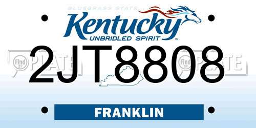 2JT8808 Kentucky License Plate