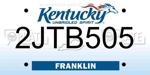 2JTB505 Kentucky License Plate