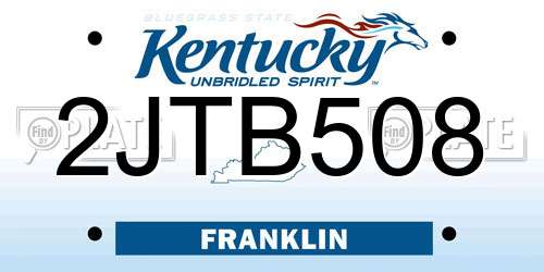 2JTB508 Kentucky License Plate