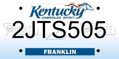 2JTS505 Kentucky License Plate