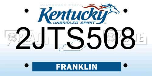 2JTS508 Kentucky License Plate