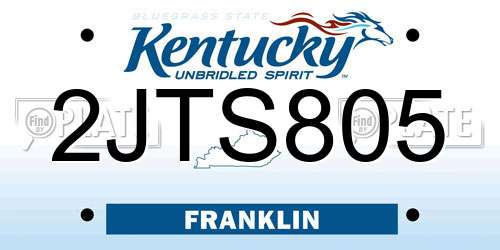 2JTS805 Kentucky License Plate