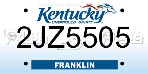 2JZ5505 Kentucky License Plate