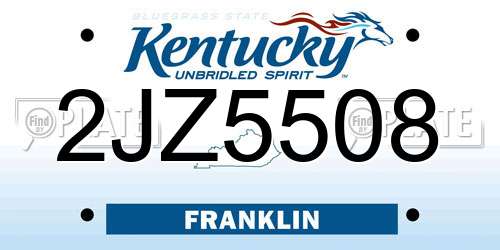 2JZ5508 Kentucky License Plate