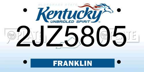 2JZ5805 Kentucky License Plate