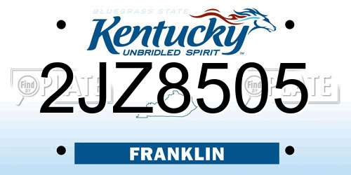 2JZ8505 Kentucky License Plate