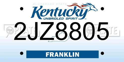 2JZ8805 Kentucky License Plate