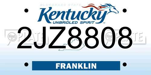 2JZ8808 Kentucky License Plate