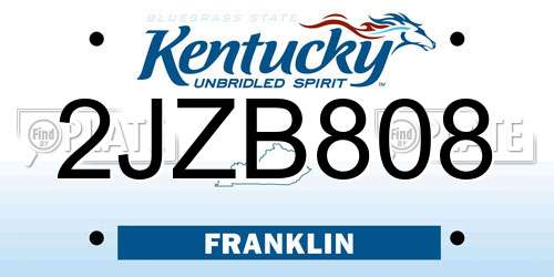 2JZB808 Kentucky License Plate