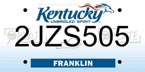 2JZS505 Kentucky License Plate