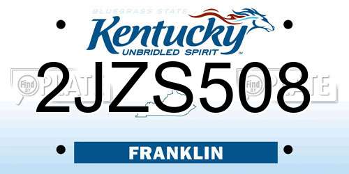 2JZS508 Kentucky License Plate