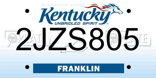 2JZS805 Kentucky License Plate